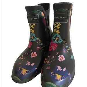 London Fog Womens Piccadilly Black Rain Boots Shoes 9  BHFO 3916